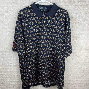 Polo by Ralph Lauren Navy Polo with Multicolored Tennis Racket Print